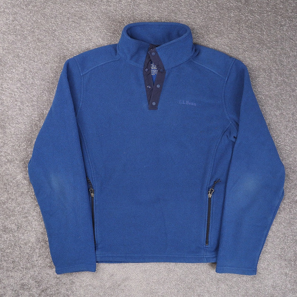 L.L.Bean Polartec Fleece Large Blue Long Sleeve 1/4 Snap Pullover Sweatshirt - Picture 1 of 12